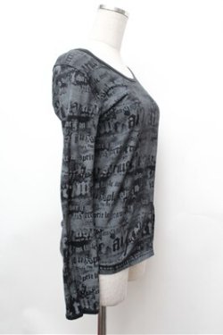 画像2: ALGONQUINS / 総柄カットソー  黒ｘグレー S-26-01-31-048-AL-TO-HR-ZS