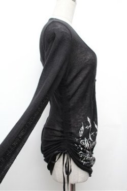 画像3: PEACE NOW / クロスプリント透かしカーディガン  黒 S-26-01-31-051-PU-TO-HR-ZS