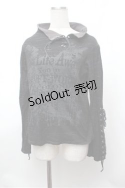 画像1: h.ANARCHY / 袖レースアップハイネックカットソー  黒 S-26-01-31-053-HN-TS-HR-ZS