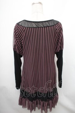 画像2: ALGONQUINS / ストライプチュール切替ワンピース  黒ｘパープル S-26-01-31-1030-AL-OP-HR-ZS