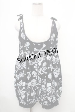 画像1: SUPER LOVERS / スカルプリントオーバーオール  黒ｘ白 S-26-01-31-1033-PU-OP-HR-ZS