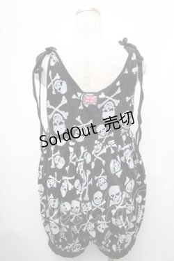 画像2: SUPER LOVERS / スカルプリントオーバーオール  黒ｘ白 S-26-01-31-1033-PU-OP-HR-ZS