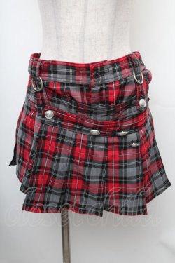画像1: ALGONQUINS / チェック柄キュロット  赤ｘグレー S-26-01-31-1037-AL-PA-HR-ZS