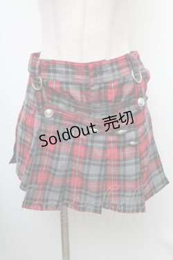 画像1: ALGONQUINS / チェック柄キュロット  赤ｘグレー S-26-01-31-1037-AL-PA-HR-ZS