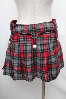 画像2: ALGONQUINS / チェック柄キュロット  赤ｘグレー S-26-01-31-1037-AL-PA-HR-ZS