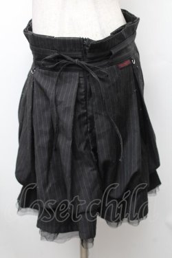 画像3: Ozz oneste / ストライプ裾チュールスカート  黒 S-26-01-31-1042-OO-SK-HR-ZS