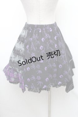 画像2: HANGRY&ANGRY / キャラクター切替チェックイレヘムスカート  黒ｘ紫 S-26-01-31-1045-HN-SK-HR-ZS