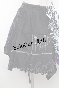 画像4: HANGRY&ANGRY / キャラクター切替チェックイレヘムスカート  黒ｘ紫 S-26-01-31-1045-HN-SK-HR-ZS