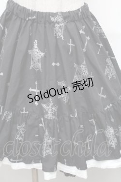 画像3: FRILL / 裾レイヤードプリントスカート  黒ｘ白 S-26-01-31-1046-HN-SK-HR-ZS