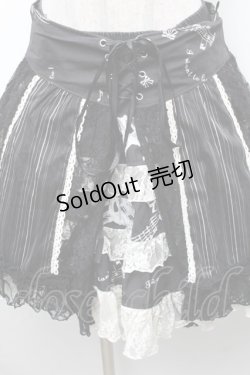 画像3: FRILL / レース切替プリントスカート  黒ｘ白 S-26-01-31-1047-HN-SK-HR-ZS