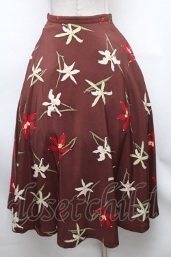 画像2: INGEBORG / 百合柄フレアスカート  ブラウン S-26-01-31-1049-LO-SK-HR-ZS