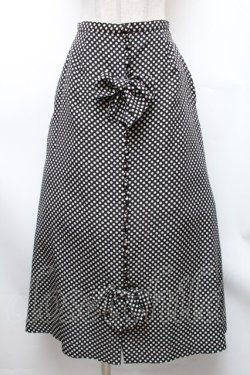 画像1: INGEBORG / フロントリボンドットスカート  黒 S-26-01-31-1051-LO-SK-HR-ZS