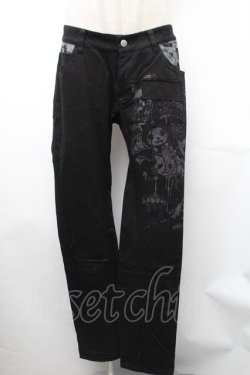 画像1: HANGRY&ANGRY / キャラクタープリントスキニーパンツ  黒 S-26-01-31-1057-HN-PA-HR-ZS