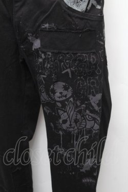 画像3: HANGRY&ANGRY / キャラクタープリントスキニーパンツ  黒 S-26-01-31-1057-HN-PA-HR-ZS