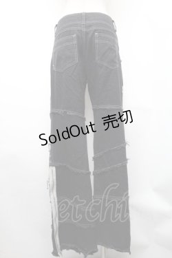 画像2: ALGONQUINS / ダメージ加工切替パンツ  黒 S-26-01-31-1058-AL-PA-HR-ZS