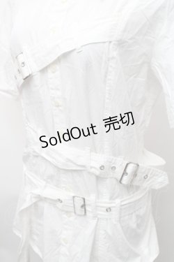 画像3: BPN FOR MEN / ベルトデザイン半袖シャツ  白 S-26-01-31-1006-GO-BL-HR-ZS