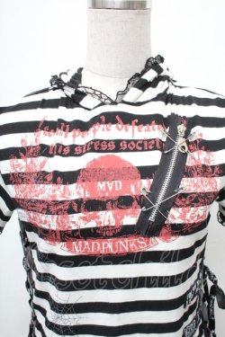 画像3: MAD / うさみみフードボーダートップス  白ｘ黒 S-26-01-31-1012-PU-TO-HR-ZS