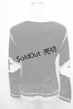 画像2: BPN / 胸元刺繍切替カットソー  黒ｘ白 S-26-01-31-1013-GO-TO-HR-ZS