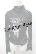 h.naoto Blood / プリント裾レースカットソー  黒 S-26-01-31-1017-HN-TO-HR-ZS