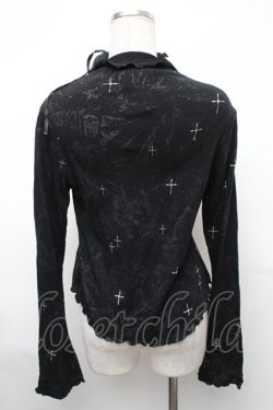 画像2: h.naoto Blood / プリント裾レースカットソー  黒 S-26-01-31-1017-HN-TO-HR-ZS