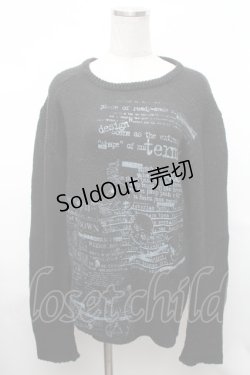 画像1: h.ANARCHY / スカルｘ英字プリントニット  黒 S-26-01-31-1019-HN-TO-HR-ZS