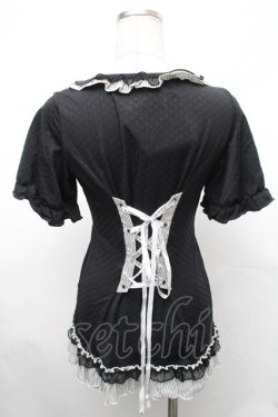 画像2: FRILL / はしごレースフリルカーディガン  黒ｘ白 S-26-01-31-1020-HN-TS-HR-ZS