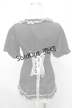 画像2: FRILL / はしごレースフリルカーディガン  黒ｘ白 S-26-01-31-1020-HN-TS-HR-ZS