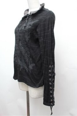 画像2: h.ANARCHY / 袖レースアップハイネックカットソー  黒 S-26-01-31-053-HN-TS-HR-ZS