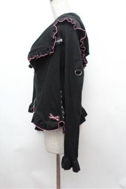 画像2: MAM MAXICIMAM / ねこみみパーカー  黒ｘピンク S-26-01-31-055-0-TO-HR-ZS