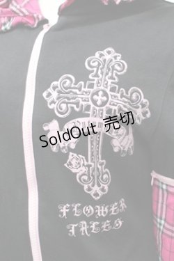 画像2: PUTUMAYO / チェック切替パーカー  黒ｘピンク S-26-01-31-057-PT-TO-HR-ZS