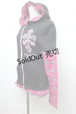 画像3: PUTUMAYO / チェック切替パーカー  黒ｘピンク S-26-01-31-057-PT-TO-HR-ZS