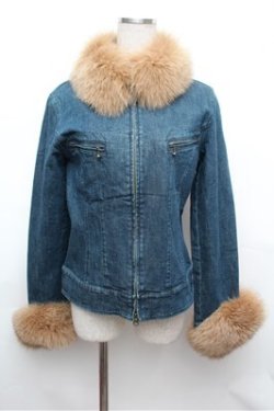 画像1: INGEBORG / ファー付きデニムジャケット  インディゴ S-26-01-31-059-LO-BL-HR-ZS