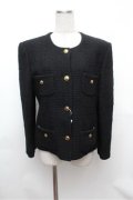 INGEBORG / ツイード調ノーカラージャケット  黒 S-26-01-31-061-LO-JA-HR-ZS