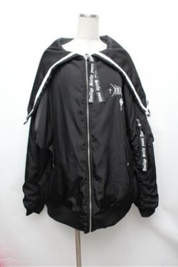 画像1: Amilige / チャイナボタン付き配色セーラーZIPパーカー  黒ｘ紫 S-26-01-31-064-PU-TS-AS-ZS