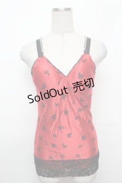 画像1: PUNK / カップ付プリントサテントップス  赤 S-26-01-31-017-PU-BL-HR-ZS