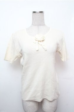 画像1: INGEBORG / バラモチーフリブカットソー  オフ S-26-01-31-018-LO-TS-HR-ZS