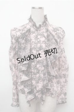 画像1: ALGONQUINS / 総柄フリルブラウス  ピンク S-26-01-31-021-AL-BL-HR-ZS