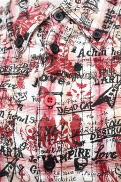 画像4: ALGONQUINS / チェック総柄シャツ  赤 S-26-01-31-023-AL-TO-HR-ZS