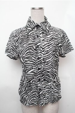 画像1: ALGONQUINS / ゼブラ柄ブラウス  黒ｘ白 S-26-01-31-024-AL-TO-HR-ZS