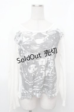 画像1: HANGRY&ANGRY / プリントカットソー  白 S-26-01-31-025-HN-BL-HR-ZS