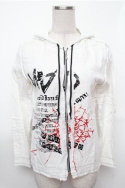 画像1: MAD / プリントガーゼZIPパーカー  白 S-26-01-31-028-PU-BL-HR-ZS
