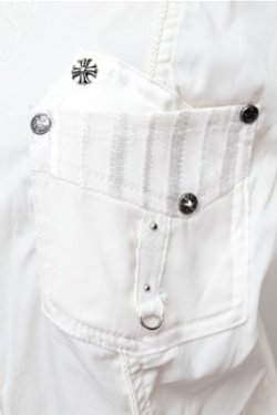 画像4: Ozz Croce / 袖チュールレイヤードロングシャツ  白 S-26-01-31-029-OO-BL-HR-ZS