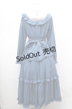 画像2: axes femme kawaii / クラシカルフリルロングワンピ  ブルー S-26-02-01-043-AX-OP-AS-ZS