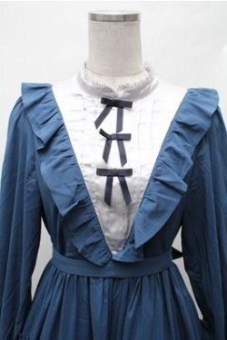 画像3: axes femme kawaii / クラシカルフリルロングワンピ  ブルー S-26-02-01-043-AX-OP-AS-ZS