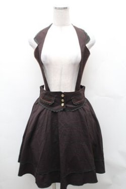 画像1: axes femme / サス付きチェックスカート  ブラウン S-26-02-01-048-AX-SK-AS-ZS