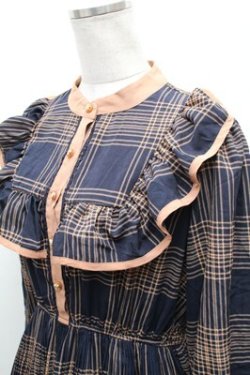 画像3: axes femme POETIQUE / プリーツチェックレトロワンピース  紺 S-26-02-01-049-AX-OP-AS-ZS