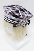 Angelic Pretty / Sugar タータンチェックベレー  黒×ピンク×サックス S-26-02-01-009-AP-AC-TE-ZS
