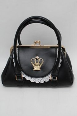 画像1: BABY,THE STARS SHINE BRIGHT / 王冠ガマ口BAG  黒×白 S-26-02-01-021-BA-BG-TE-ZS