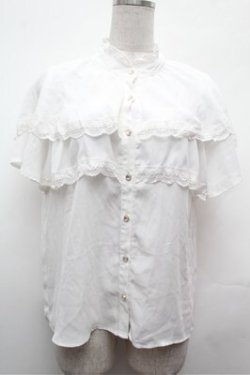 画像1: axes femme POETIQUE / ケープ半袖ブラウス  白 S-26-02-01-025-AX-BL-AS-ZS