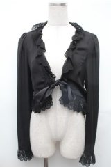 Moi-meme-Moitie / /バラスカラップレースシフォンボレロ  黒 S-26-02-01-031-MO-TO-ET-ZS